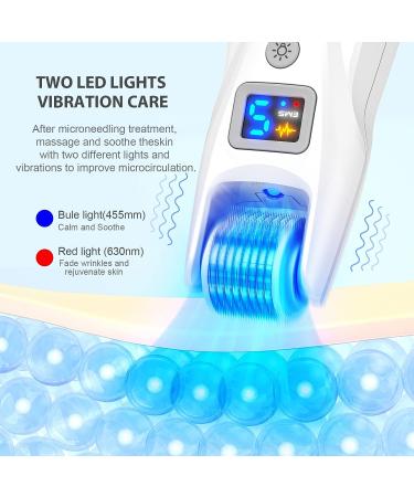 Derma Roller Microneedle Roller 0.25mm for Hair Growth & Face - 540 Titanium Needles, 2 LED Lights, Microvibrations - Skincare Tool for Men and Women - Buy Online on GoSupps.com