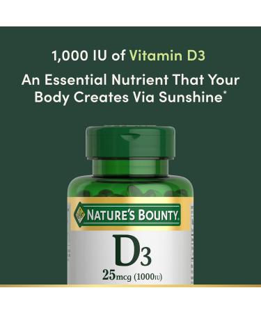 Nature's Bounty Vitamin D3 Vitamin Supplement Supports Immune System and Bone Health 1000IU 120 Softgels - Buy Online on GoSupps.com