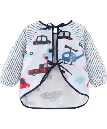 Discoball 3 Pcs Baby Bibs with Sleeves - Waterproof Unisex Feeding Bibs for Infant Toddler 6 Months to 3 Years - Pink+White - Buy Online on GoSupps.com