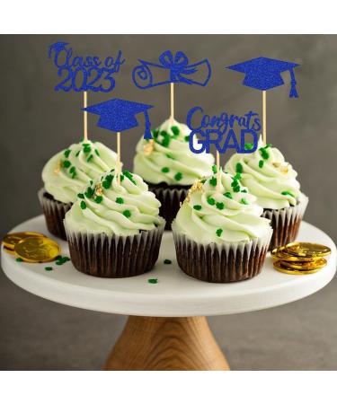 Vigcebit Graduation Cupcake Toppers 2023 | Graduation Cupcake Toppers | Class of 2023 Graduation Cupcake Toppers Diploma Grad Caps Cake Toppers Picks for Graduation Blue - Buy Online on GoSupps.com