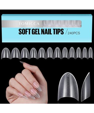 TOMICCA Short Almond French Edge Nail Tips - 240 pcs Clear Matte False Nails - 12 Sizes Half Cover Artificial Nails for Acrylic Extensions - Buy Online on GoSupps.com