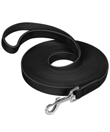 Iokheira training lines for dogs waterproof dog leash with padded handle 5m/10m/15m/20m PVC dog leash with a strong recall for dogs tracking & camping (10m black) 15m black