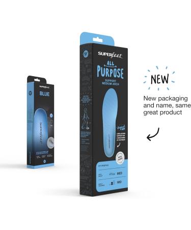 Superfeet All-Purpose Support Insoles (Blue) - Trim-To-Fit Medium Arch Orthotic Inserts for Men 7.5-9 & Women 8.5-10 - International Shipping Available - Buy Online on GoSupps.com