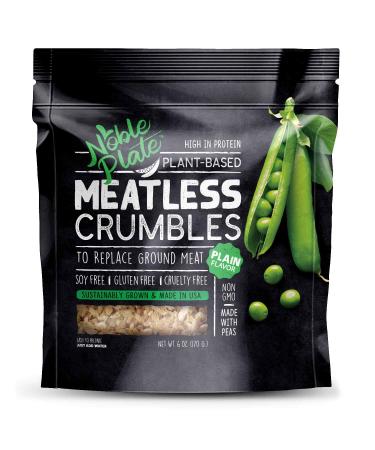 Meatless Crumbles, Soy Free, Non-GMO, Vegan, 45g Protein, 0g Net Carb, Plant-Based Vegan Meat Substitute, Made in USA, Wholesome Provisions, 170g (Plain, 1 Pack) Plain 6 Ounce (Pack of 1)