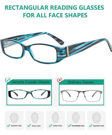 Eyekepper Spring Hinges Reading Glasses with Genuine Austrian Crystals for Women - Blue +3.00 Magnification - Buy Online on GoSupps.com