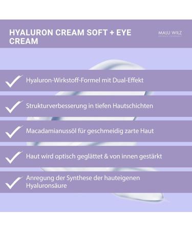 Malu Wilz Hyaluronic Active Bundle - Hydrating Cream & Eye Cream for Refreshing Skincare | 50ml & 15ml - Buy Online on GoSupps.com