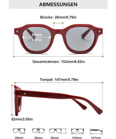 Lanomi Unisex Reading Glasses with Sun Protection & Blue Light Filters - Prescription-Ready Red Frame Gray Lens 3.0x - Buy Online on GoSupps.com