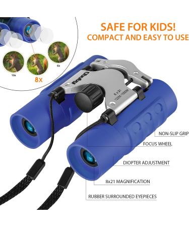 Obuby Kids Binoculars 8x21 - High-Resolution Optics for Bird Watching, Travel, Camping - Perfect Gift for Boys and Girls Ages 3-12 - Compact and Lightweight - Blue - Buy Online on GoSupps.com