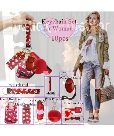 PUEZOKLY 10-Pack Keychains Kit for Girls - Personal Sirens Set | Perfect Gift for Moms & Women - Red Style - Buy Online on GoSupps.com