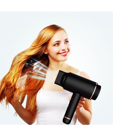 Cordless Hair Dryer w/Magnetic Nozzle Foldable Handle Wireless Hair Dryer Low Heat Rechargeable Blow Dryer for Curly Straight Frizzy Natural Hair