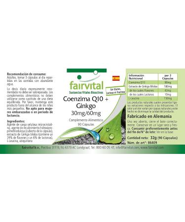 Fairvital | Co-enzyme Q10 plus Ginkgo VEGAN - Highly dosed - 90 Capsules - Buy Online on GoSupps.com