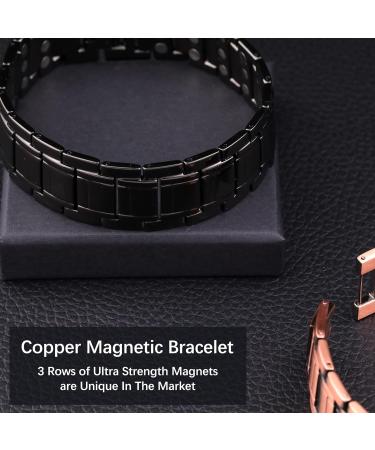 Jeracol 99.99% Solid Copper Magnetic Bracelet for Men | 3X Ultra Strength Magnets (3500 Gauss) | Adjustable Size | Jewelry Gift Box | Black - Buy Online on GoSupps.com