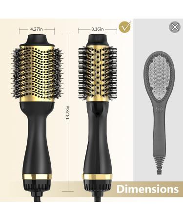 4-in-1 Hot Air Brush with Titanium Barrel - Hair Dryer & Styler Volumizer (Gold) - Buy Online on GoSupps.com