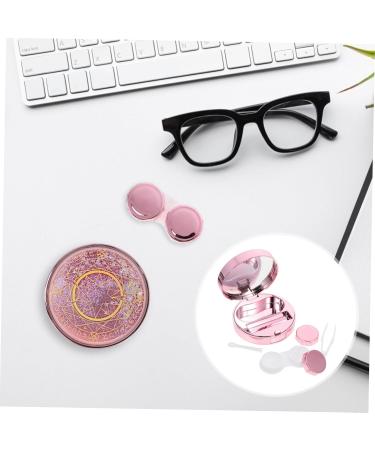 Solustrie Starry Sky Glasses Case | Travel Contact Lenses Organizer | Portable Eye Lens Holder & Mirror - Pink - Buy Online on GoSupps.com