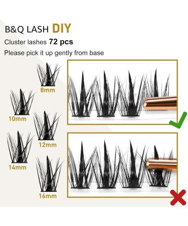 D-14mm Cluster Lashes | 72 B&Q Lash Clusters for DIY Extensions | Soft Wispy Volume Eyelash Clusters | Individual Lashes for DIY at Home - Buy Online on GoSupps.com