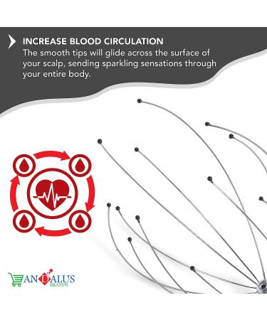 Andalus Handheld Scalp Massager - Red | Gentle Beads for Stress Relief and Deep Relaxation - Buy Online on GoSupps.com