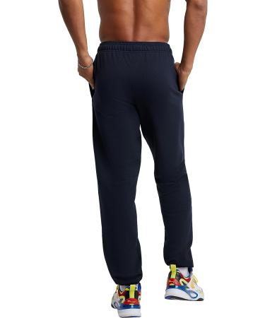 Champion Men's Powerblend Relaxed Bottom Sweatpants - Navy, C Patch Logo | Best Sweatpants for Men (Big & Tall Sizes) - Buy Online on GoSupps.com