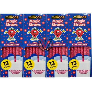 4 x Millions Magic Straws in Strawberry 13 Pack