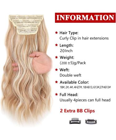 Xtrend 20Inch hair extensions Clip in Hair Extensions Synthetic Hair pieces for Women Honey Blonde Mix Lightest Blonde Highlights - Buy Online on GoSupps.com