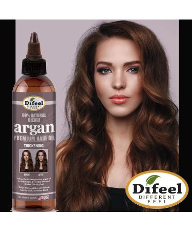 Difeel 99% Premium Natural Hair Oil Blend with Argan Oil - 8 oz | Hair Thickening Formula - Buy Online on GoSupps.com