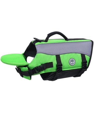 Vivaglory dogs with removable front-wheel drive lifeguard vest with reflective caps & additional padding for swimming & boating neon-green s: 43-53cm (chest circumference) neon-green