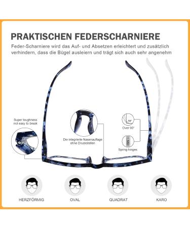 DOOViC Blue Light Filter Reading Glasses - Square Frame Large Lenses Prescription 2.75x - Stylish Blue Tortoiseshell - Buy Online on GoSupps.com