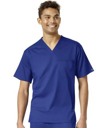 WonderWink PRO Men's V-Neck Top & Cargo Pant Scrub Set + Badge Reel in Galaxy Blue - 3X-Large Top / 4X-Large Pants - Buy Online on GoSupps.com
