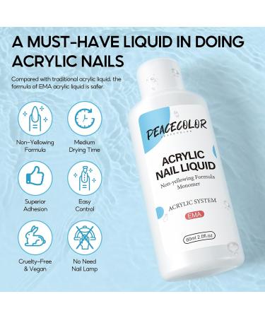 PEACECOLOR 60ML Acrylic Liquid Non-Yellowing Formula Acrylic Monomer Liquid for Acrylic Powder Nail Extension and Carving for Nail Art DIY at Home Beauty Gifts for Women Girls color 163 - Buy Online on GoSupps.com