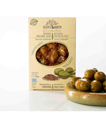 Olive's Earth Greek Green Olives Marinated with Chili Pepper Chalkidiki Variety - Buy Online on GoSupps.com