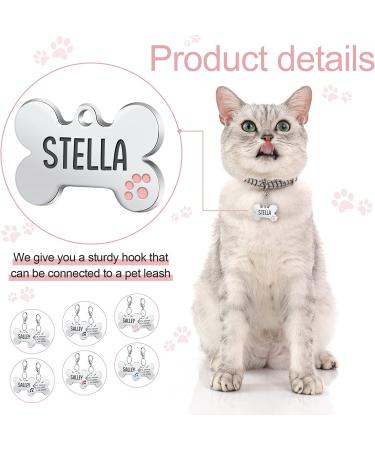 Natiform Personalized Engraving Pet ID Tag - Pink Bone Paw Print Dog Tag - Custom 4-Line Engraved Pet Name Tag - Durable Engraving - 1 Pack - Buy Online on GoSupps.com