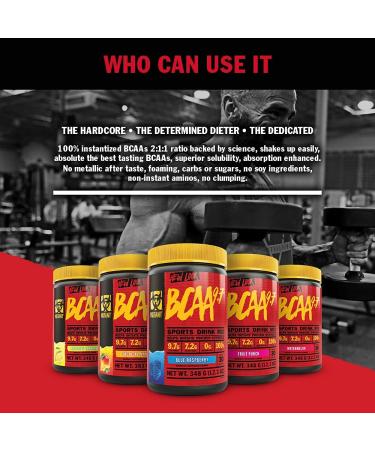 Mutant BCAA 9.7 Supplement - 348g Blue Raspberry BCAA Powder for Amino Energy Support - 12.3 Ounce Pack - Micronized Formula - Buy Online on GoSupps.com
