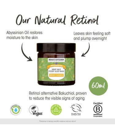 Beauty Kitchen - Hydrating Abyssinian Oil Night Halo Potent Sleep Mask 60ml - Anti Aging Overnight Mask for Glass Skin - Supports Skin Barrier - Vegan/Cruelty Free - Buy Online on GoSupps.com