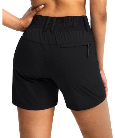 Viodia Women's High Waist Stretch Cargo Shorts - Medium Black | Hiking Golf Shorts with Pockets for Women - Buy Online on GoSupps.com