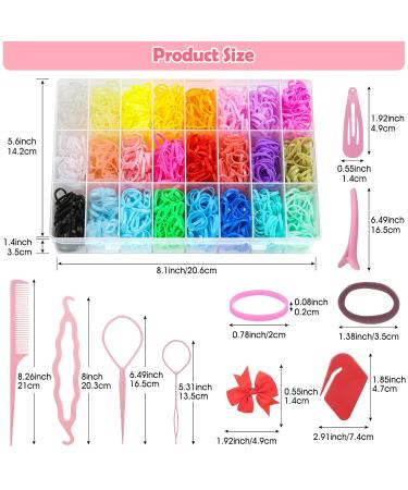 Subblaga 2068-Part Elastic Hair Strap Set - 2000 Mini Colorful Hair Ties & Organizer Box for Girls - Buy Online on GoSupps.com