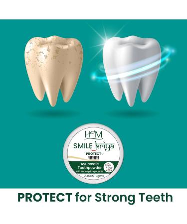 HM Teeth Whitening Ayurvedic Tooth Powder | Non-Foaming Activated Charcoal & Kaolin Clay | Vegan Essential Oils & Ayurvedic Herbs | Stain Removal & Breath Freshening | Pack of 4 X 0.35oz - Buy Online on GoSupps.com