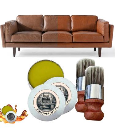 DTREEL 1 Set Leather Conditioner for Couch Leather Cleaner Wood Polishing Kit Leather Repair with Salve BrushTo With Brush 2PCS