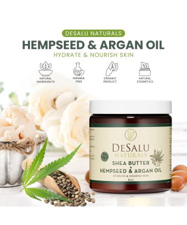 Desalu Naturals Raw African Shea Butter with Hemp Seed Oil & Argan Oil (8 oz) - Nourishing Skin Hydration - Buy Online on GoSupps.com