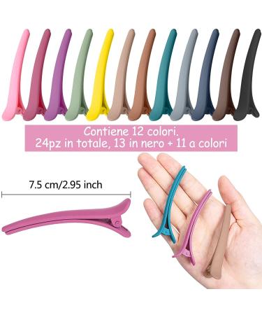 24 Mixed Color Hair Clips - Plastic Combi Clips & Compartment Clamps for Hairdressers - Essential Accessories for Women - Buy Online on GoSupps.com