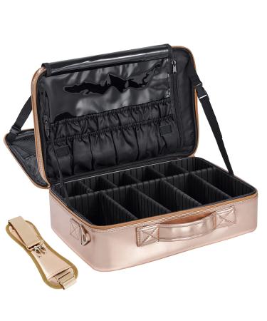 Makeup Bag VASKER Extra Large Make up Bag Mothers Day Gifts 3 Layers Professional Makeup Travel Bag Cosmetic Bag Waterproof for Storage Cosmetic Tool Accessories Toiletry Rose Gold Jewelry Organizer Rose Gold XL