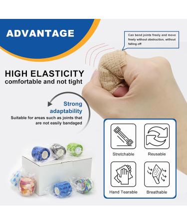 Self-Adhesive Elastic Wrap Bandage Tape - Non-Woven Multi-Color Vet Wrap for Thumb Finger Wrist & Ankle - 14 Rolls - Buy Online on GoSupps.com