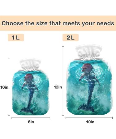 Buy Naanle Watercolor Dolphin Hot Water Bottle - 2L Transparent Large Heat & Cold Therapy Bottle for Pain Relief | Ideal for Bed Hands & Feet - Buy Online on GoSupps.com
