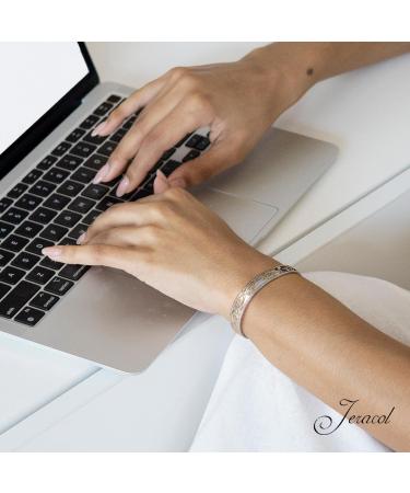 Jeracol Vintage Flower Copper Magnetic Bracelet | 99.9% Pure Copper Bangle with 6 Magnets (3500 Gauss) | Adjustable Size Bracelet for Women and Men | Valentine's Day Gift | Includes Gift Box - Buy Online on GoSupps.com