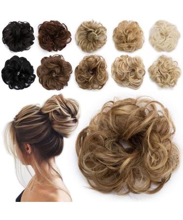 Tess hair part dutt brown mix hair tie with hair wavy Small hairstyles updos Hair extension extensions for women 30g ombre light brown/medium blond