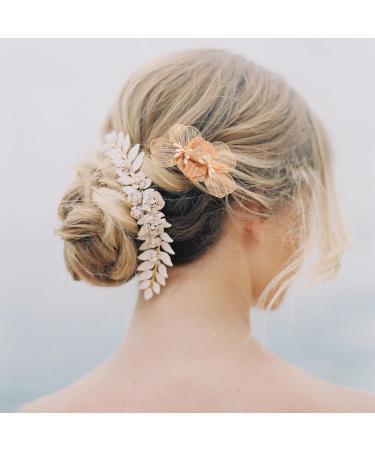 Baluue Flower Hair Comb Retro Hair Side Comb Bride Wedding Hair Comb Clips Flower Pearl Hairpins Headpiece for Women Wedding Prom - Buy Online on GoSupps.com