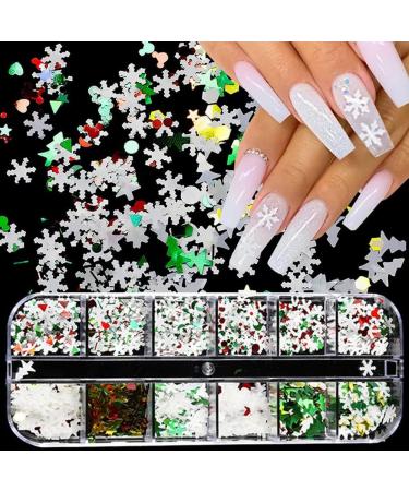 12 Grid Snowflake Nail Sequins Art Holographic Christmas Nail Jewelry Decoration - Buy Online on GoSupps.com
