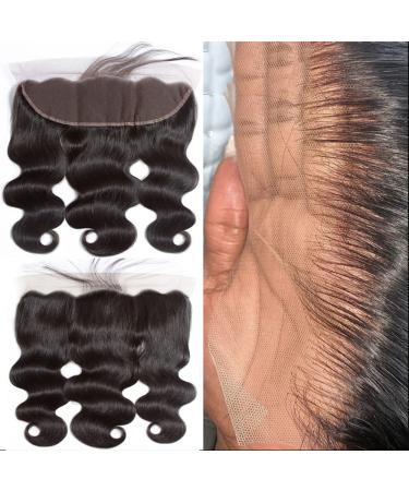 13 x 4 Lace Frontal Closure Body Wave Transparent Lace Frontals With Bangs Baby Hair Knots Can Be Bleached 100% Virgin Remy Human Hair 150% Density Natural Color (10 Inch  body wave frontal) 10 Inch 13 4 lace frontal
