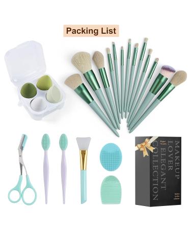 23-Piece Makeup Brushes Set: Foundation, Eyeshadow, Blush - Everyday Essentials Kit (Green) - Buy Online on GoSupps.com