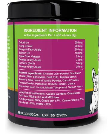 Omega 3 for Dogs - Salmon Oil for Dogs Skin and Coat Supplement with EPA & DHA Fatty Acids - Dog Itch & Allergy Relief Anti Shedding Shiny Coats - Promotes Heart Hip & Joint Support - 180 Counts - Buy Online on GoSupps.com