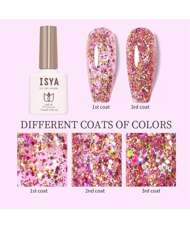Glitter Gel Nail Polish - Jelly Nude Gel Nail Polish Long Lasting Uv Nail Polish - Breathable Pink Nail Varnish - Clear Nail Polish Easy to Apply - DIY Home Salon Nail Art Women Girls(Glitter pink) - Buy Online on GoSupps.com