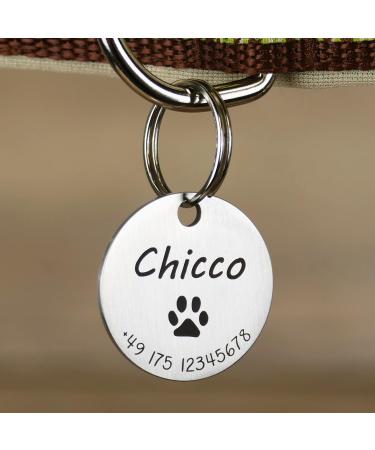 Personalized Stainless Steel Dog Tag - Engraved Name & Phone Number | Custom Animal Brand for Dogs Horses & Cats - 30mm Heart Paw Anchor Bones - Buy Online on GoSupps.com